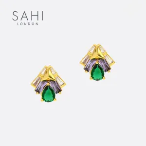 Sahi London - Shine Green Zircon Crystal Stud Earring