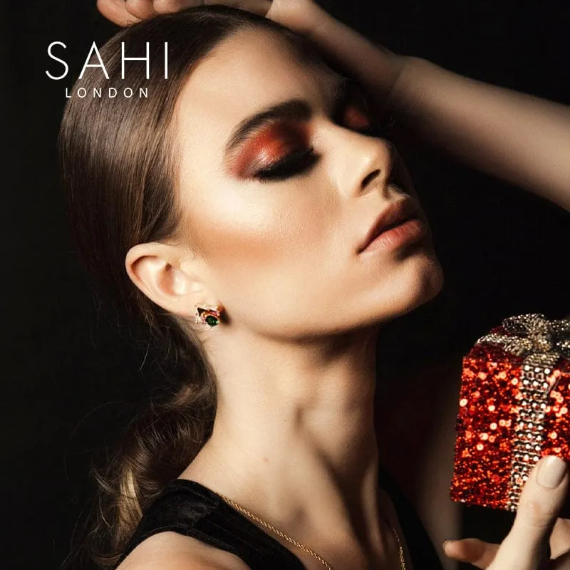Sahi London - Shine Green Zircon Crystal Stud Earring