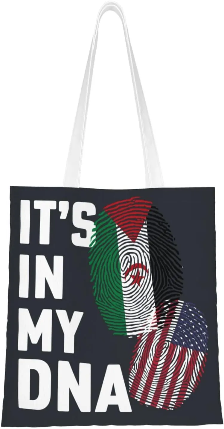 Sahrawi Arab Democratic Republic It's in My DNA Tote Bag for Women Canvas Shopping Bags Reusable Beach Bag Grocery Bags Tote Shoulder Bag Gift Bags