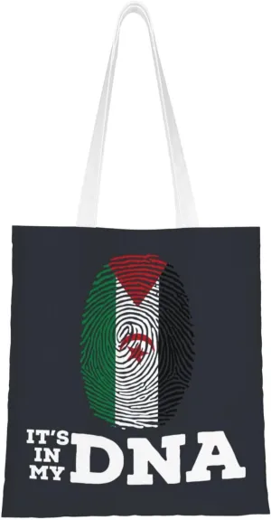 Sahrawi Arab Democratic Republic It's in My DNA Tote Bag for Women Canvas Shopping Bags Reusable Beach Bag Grocery Bags Tote Shoulder Bag Gift Bags