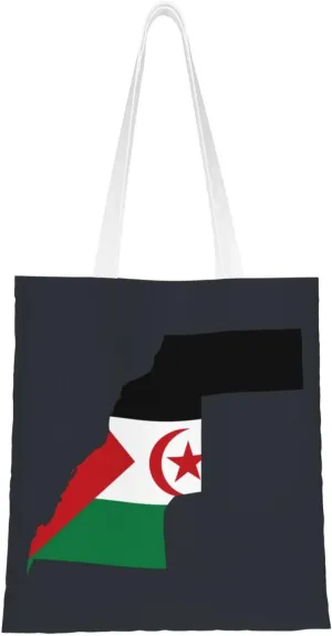 Sahrawi Arab Democratic Republic Terrain Map Tote Bag for Women Canvas Shopping Bags Reusable Beach Bag Grocery Bags Tote Shoulder Bag Gift Bags