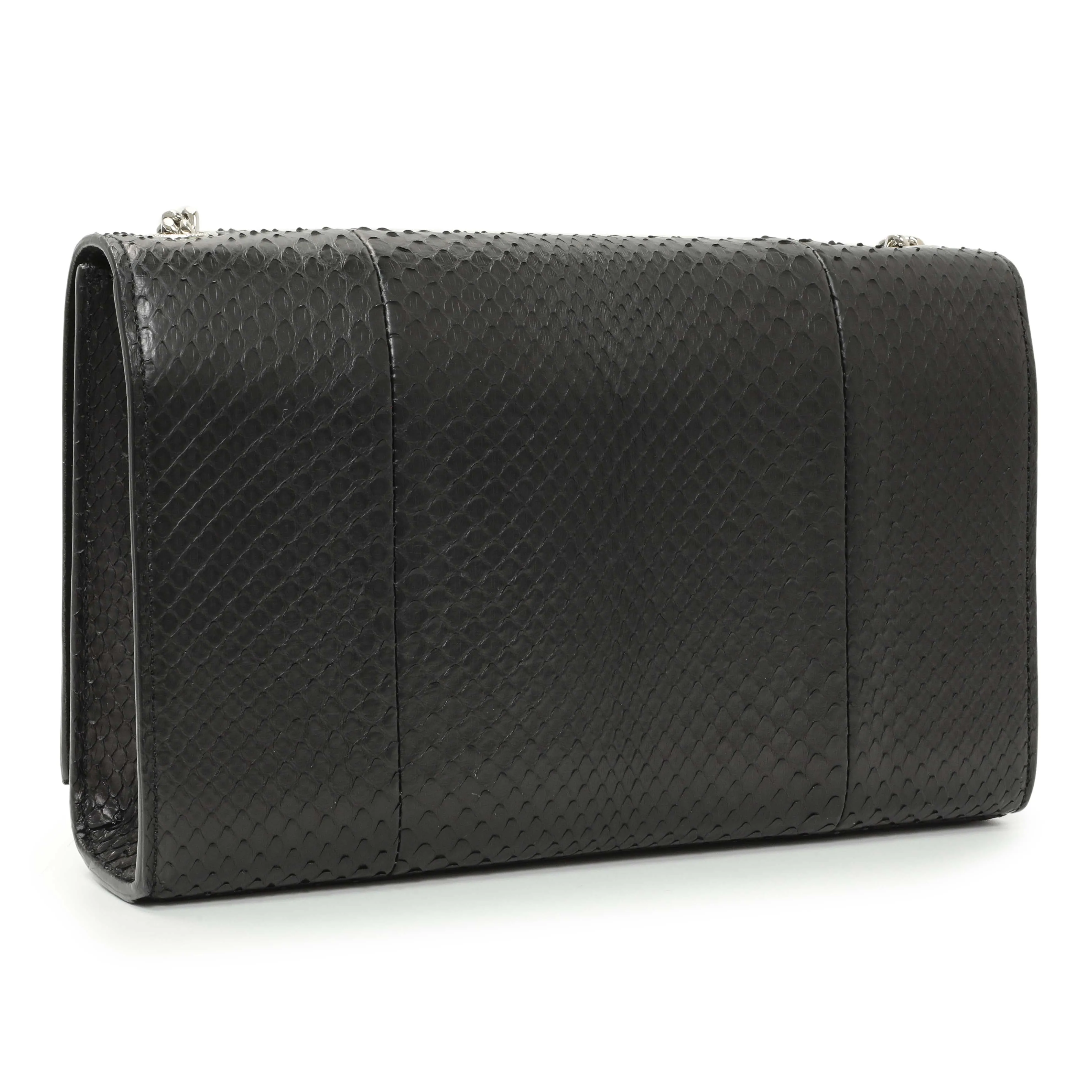 Saint Laurent Black Snakeskin Monogram Kate Tassel Satchel