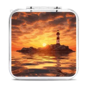 Sea Lighthouse in Sunset Switch Game Case Switch Game Holder Cartridge Case Storage 12 Games & 2 Micro Sd Card Slots, Travel Carry Cases, Portable Games Card Storage, Hard Shell, Buckle Closure