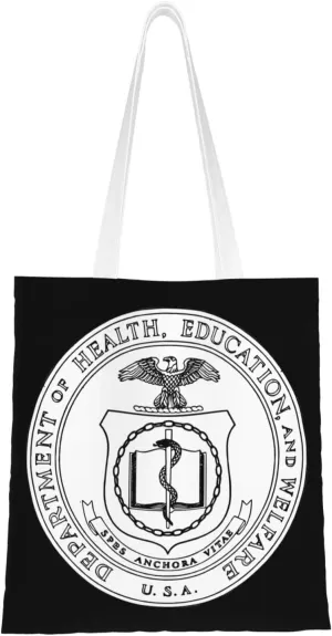 Seal of the United States Department of Health, Education, and Welfare Tote Bag for Women Canvas Shopping Bags Reusable Beach Bag Grocery Bags Tote Shoulder Bag Gift Bags
