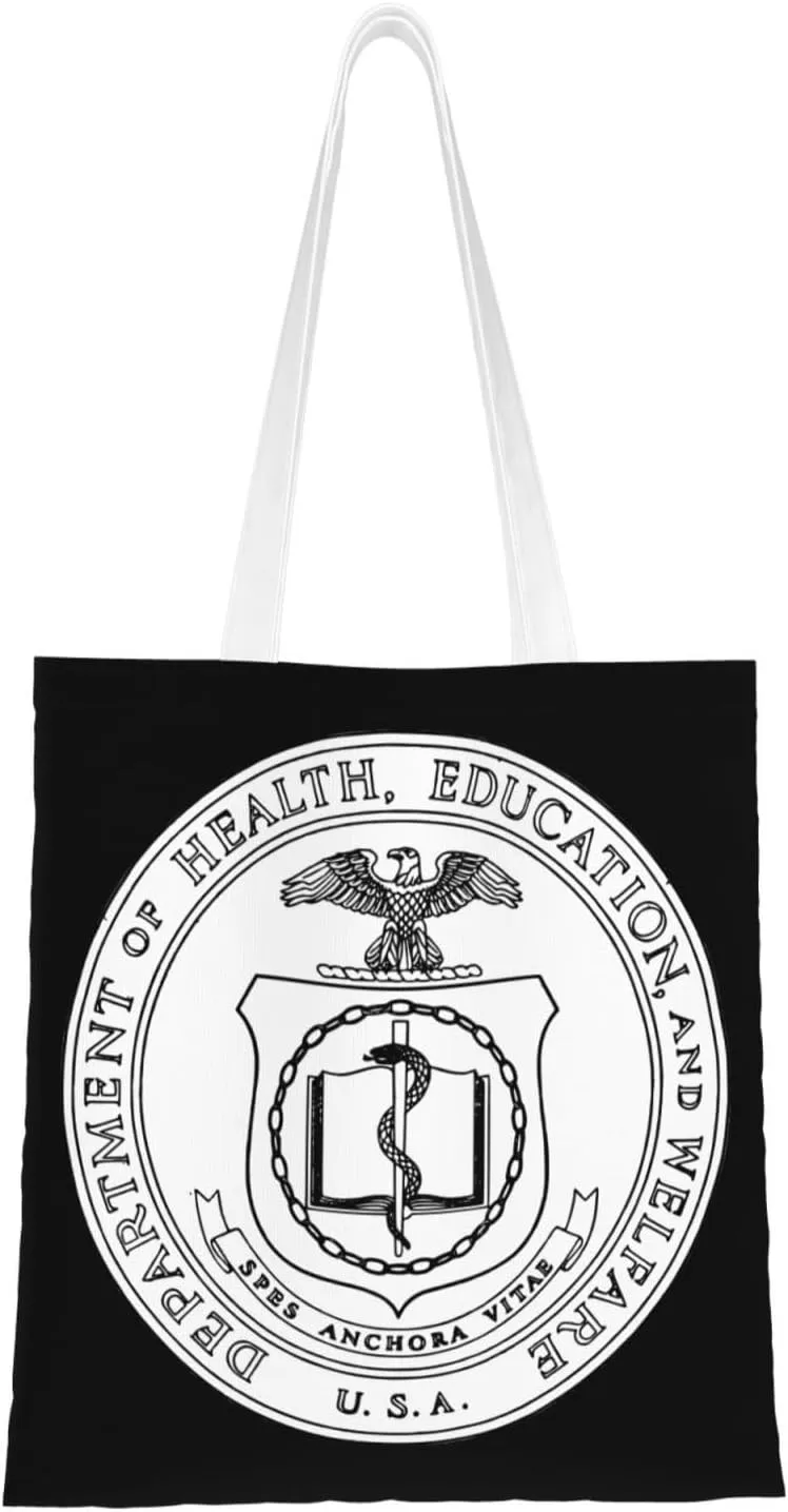 Seal of the United States Department of Health, Education, and Welfare Tote Bag for Women Canvas Shopping Bags Reusable Beach Bag Grocery Bags Tote Shoulder Bag Gift Bags