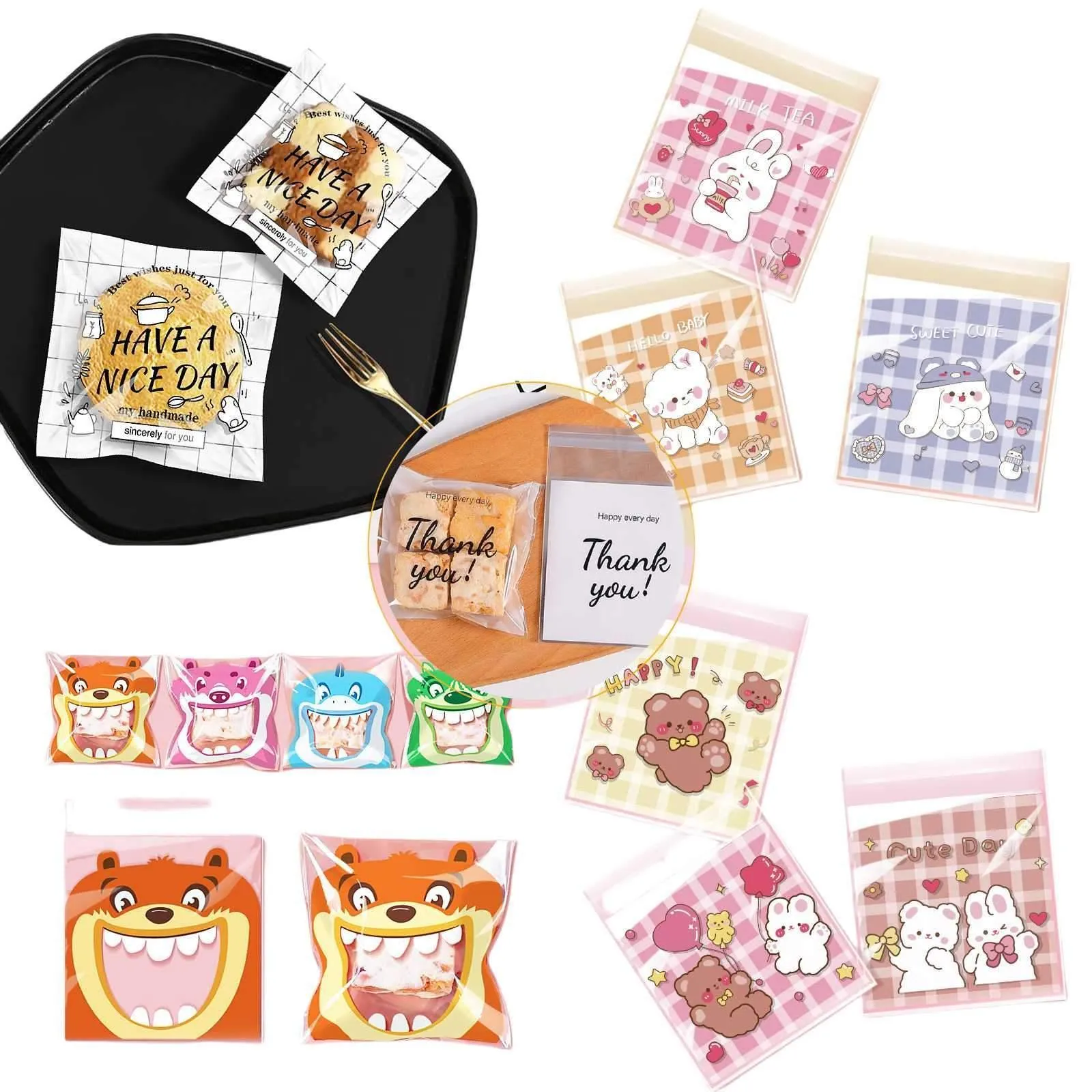 Self-Adhesive OPP Cookies Candies Bags 500pcs