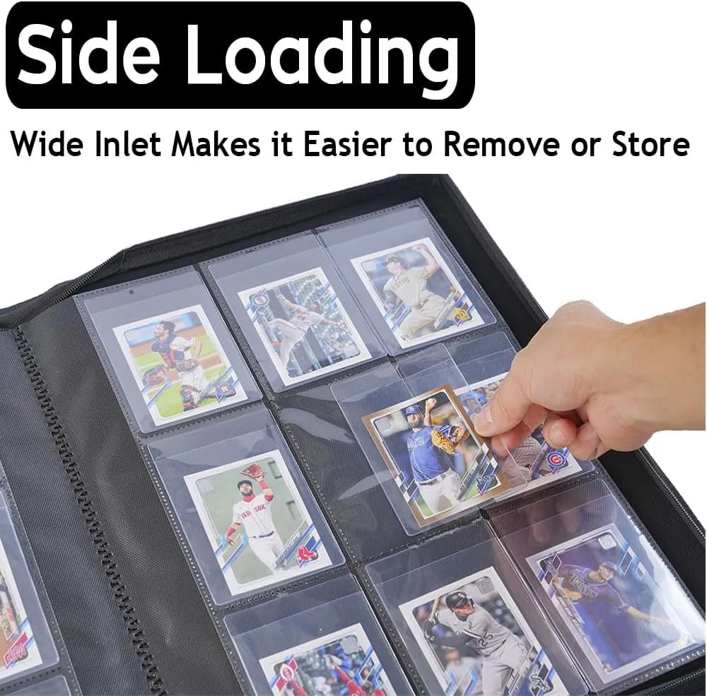 Semi Rigid Card Holder Binder, Premium Card Saver 1 Binder with Sleeves for Trading Cards & Sports Cards Storage - Holds 360 Semi Rigid Card Holders for Grading（Navy Blue）