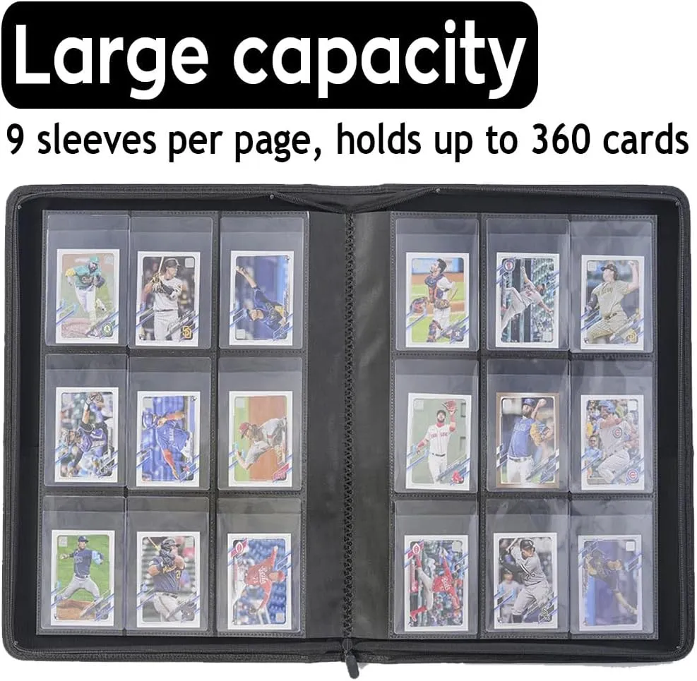 Semi Rigid Card Holder Binder, Premium Card Saver 1 Binder with Sleeves for Trading Cards & Sports Cards Storage - Holds 360 Semi Rigid Card Holders for Grading（Navy Blue）