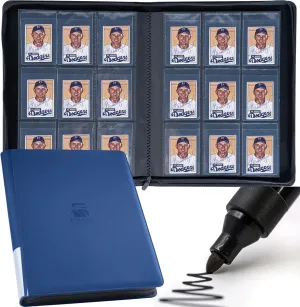 Semi Rigid Card Holder Binder, Premium Card Saver 1 Binder with Sleeves for Trading Cards & Sports Cards Storage - Holds 360 Semi Rigid Card Holders for Grading（Navy Blue）