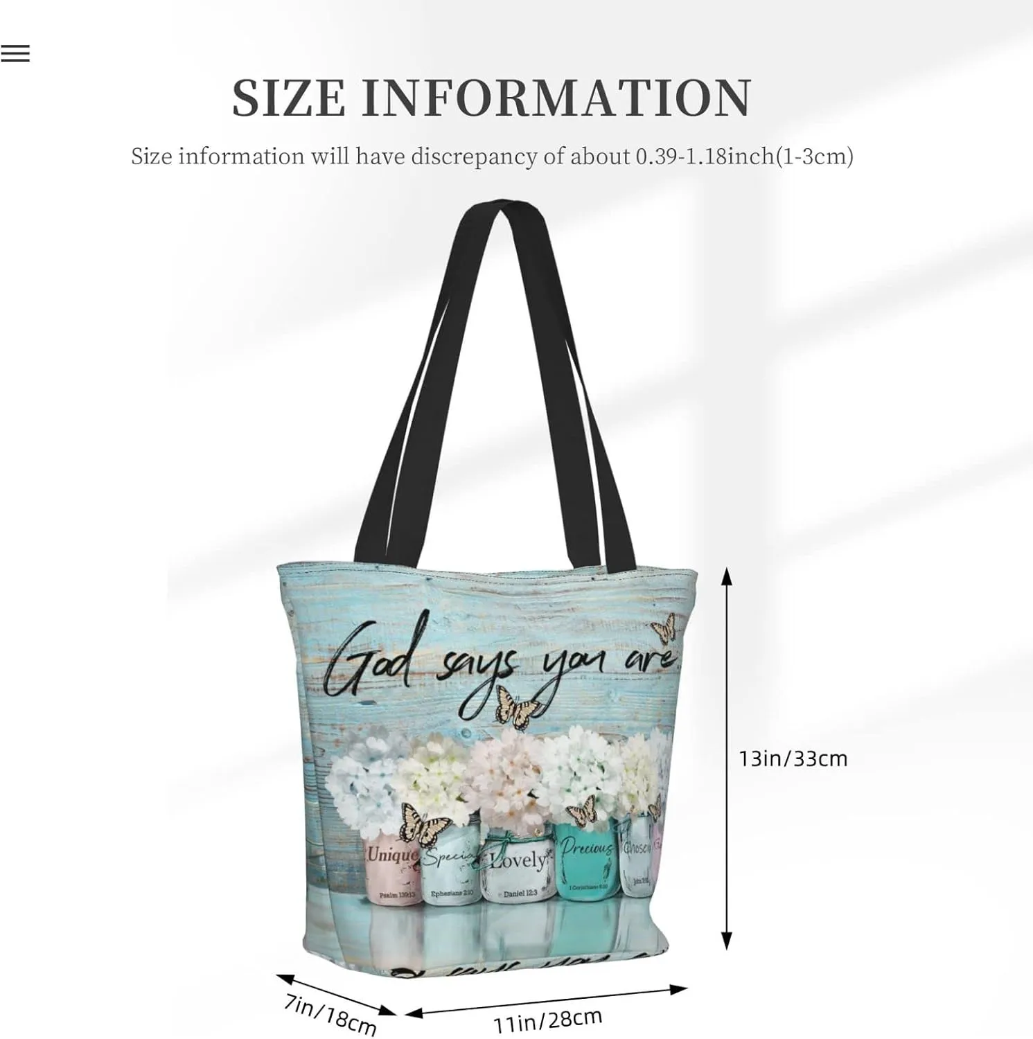 SENROLAN Bible Tote Bag Christian Reusable Shopping Tote Bag Inspirational Scripture Gift Bags For Women Mothers Day