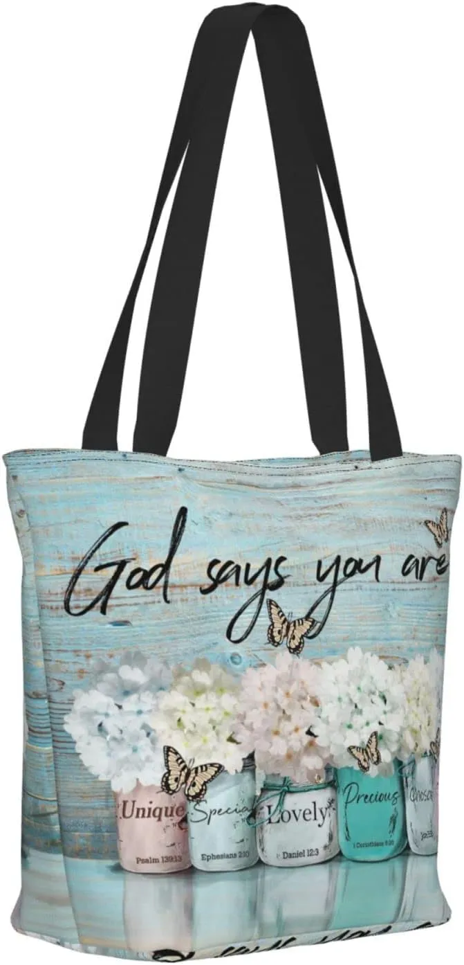 SENROLAN Bible Tote Bag Christian Reusable Shopping Tote Bag Inspirational Scripture Gift Bags For Women Mothers Day