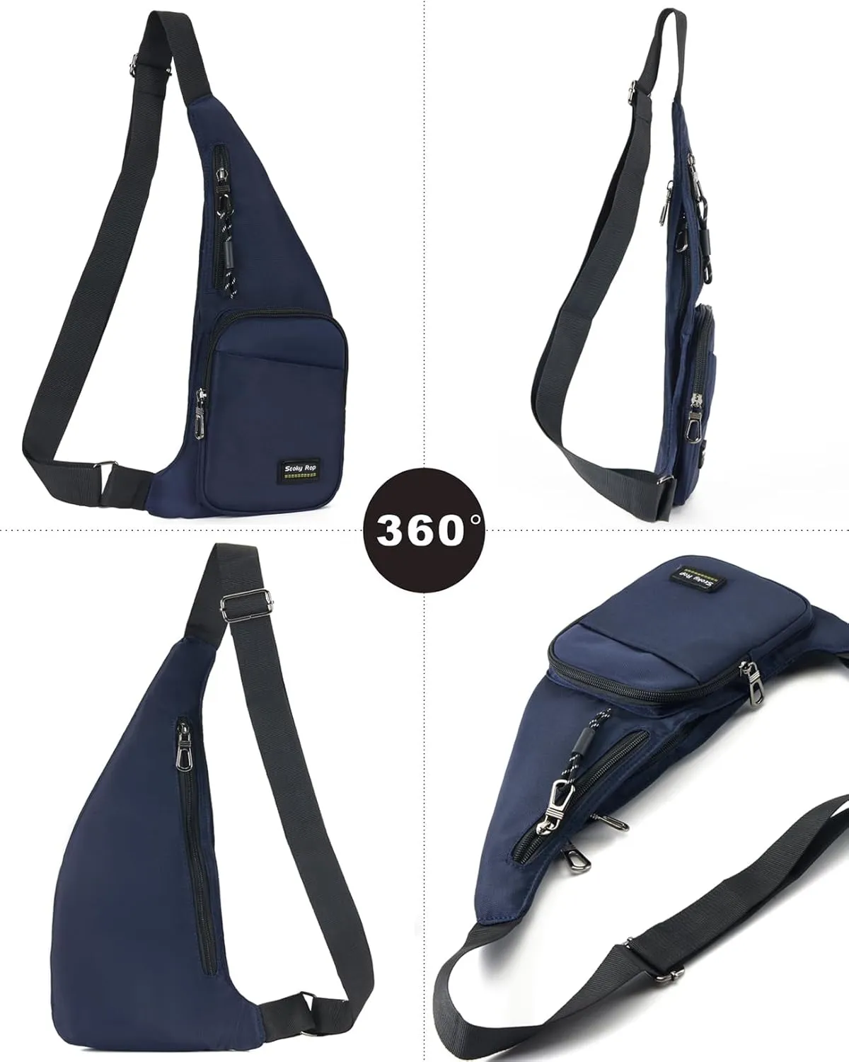 Seoky Rop Sling Bag for Men Women Slim Personal Purse Pocket Small Anti-Thief Crossbody Chest Bag for Travel Hiking Blue