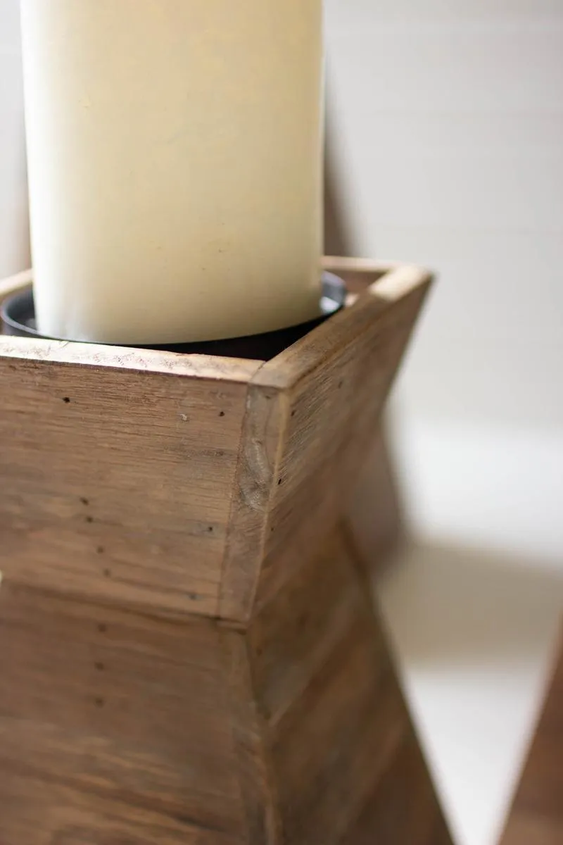 Set of 3 Recycled Wood Candle Towers