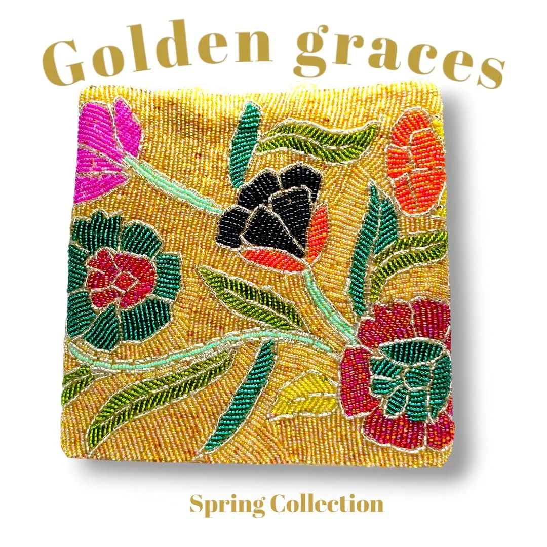Shahi Clutches - Handcrafted Golden Grace Clutch for Women, Pakistani Handmade Product