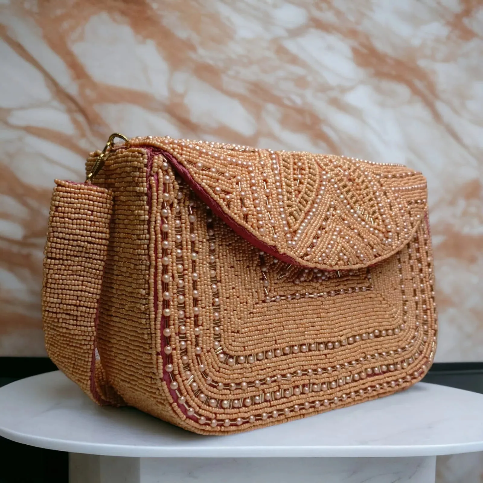 Shahi Clutches - Handcrafted Peach Allure Clutch for Women, Pakistani Handmade Product