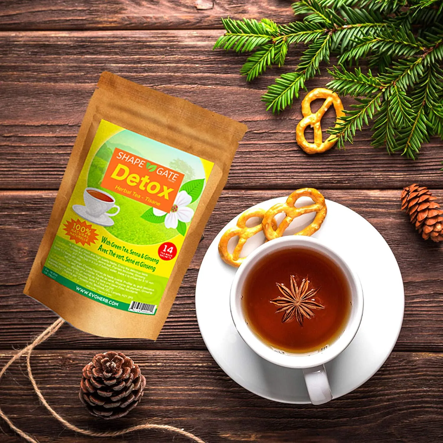ShapeGate Skinny Detox Tea (28 Days) - for Weight Loss and Belly Fat - Colon and Body Cleanse - Constipation and Bloating Relief - Laxative Effect - Slim and Diet Tea - Green Tea   Senna   Ginseng