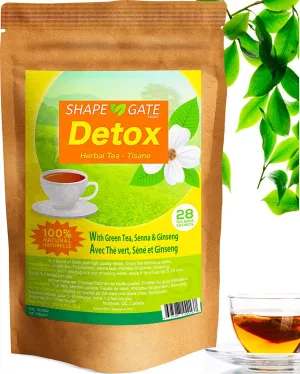 ShapeGate Skinny Detox Tea (28 Days) - for Weight Loss and Belly Fat - Colon and Body Cleanse - Constipation and Bloating Relief - Laxative Effect - Slim and Diet Tea - Green Tea   Senna   Ginseng