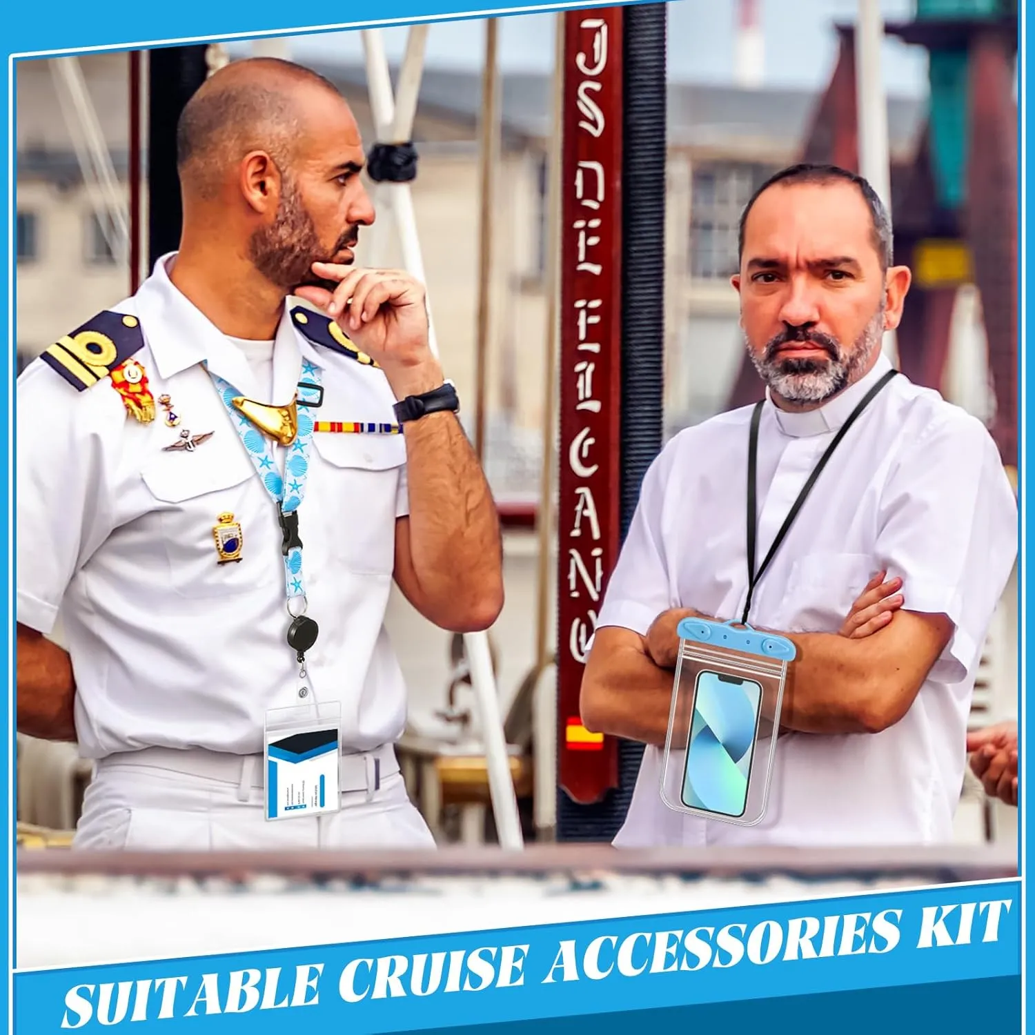 Sherr 15 Pcs Carnival Cruise Essentials Cruise Lanyards Ship Essentials with Power Strip Lanyards with ID Holder Luggage Tag Holder Towel Bands and Waterproof Phone Pouch for Carnival(Beach Style)