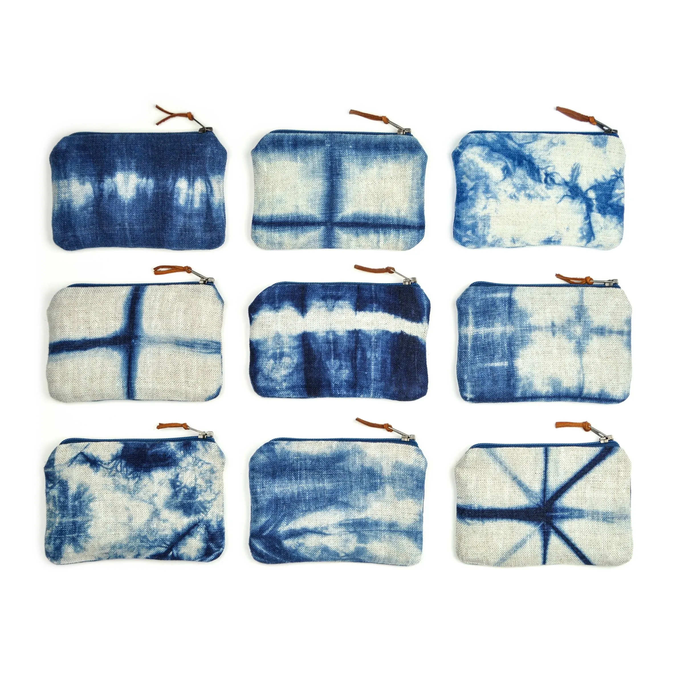 Shibori Indigo Linen Coin Purse