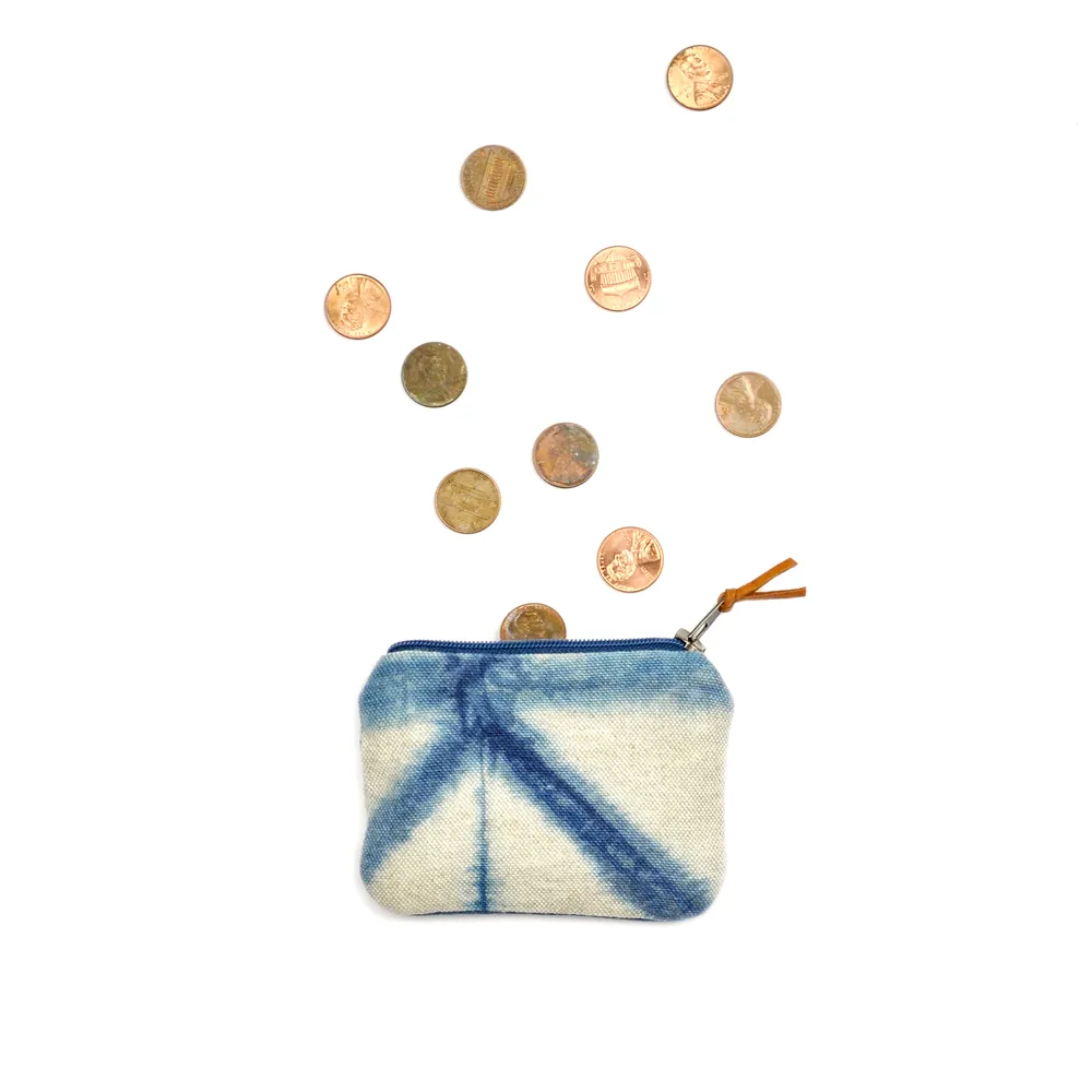 Shibori Indigo Linen Coin Purse