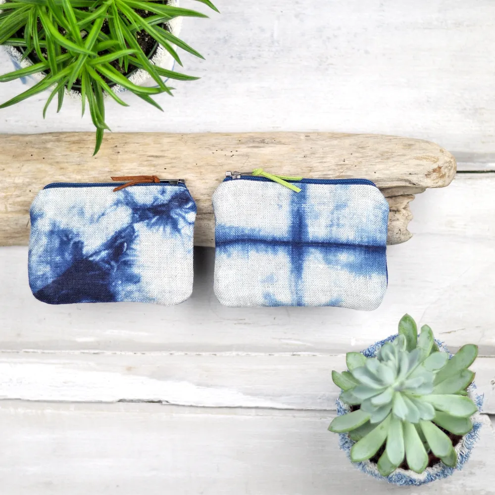 Shibori Indigo Linen Coin Purse