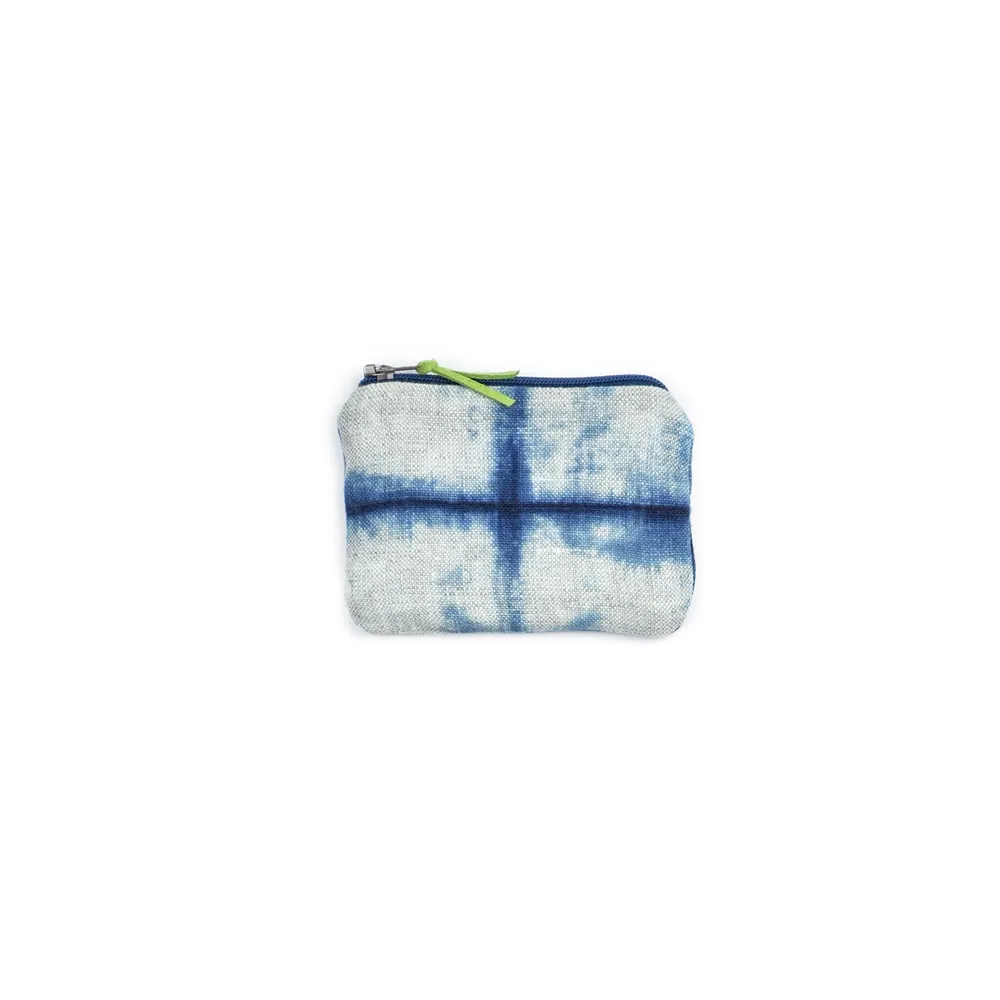 Shibori Indigo Linen Coin Purse