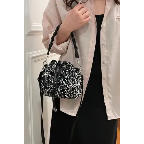 Shimmering Sequin Drawstring Bucket Bags