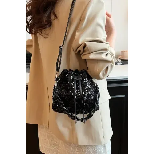 Shimmering Sequin Drawstring Bucket Bags