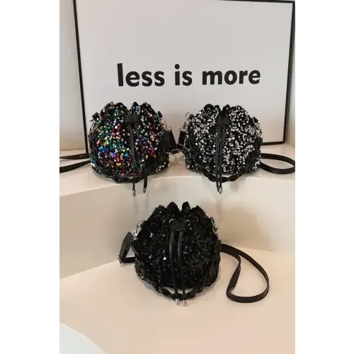Shimmering Sequin Drawstring Bucket Bags