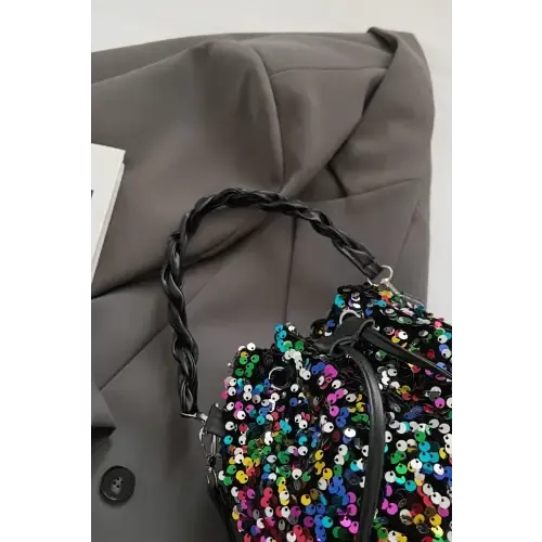 Shimmering Sequin Drawstring Bucket Bags