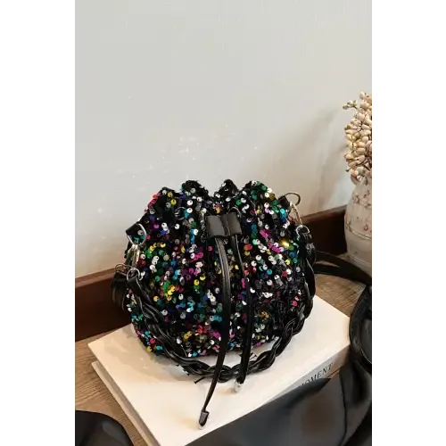 Shimmering Sequin Drawstring Bucket Bags