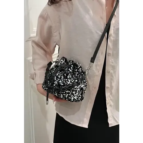 Shimmering Sequin Drawstring Bucket Bags