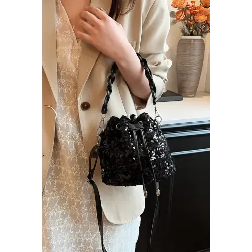 Shimmering Sequin Drawstring Bucket Bags