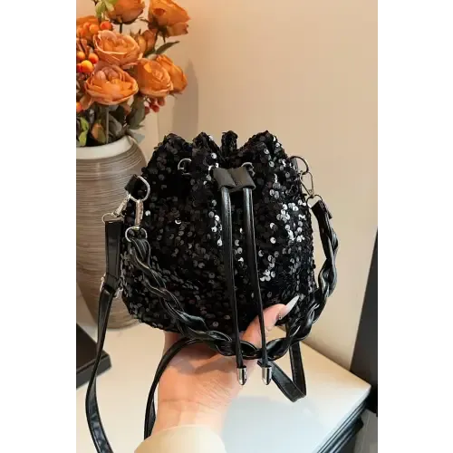 Shimmering Sequin Drawstring Bucket Bags