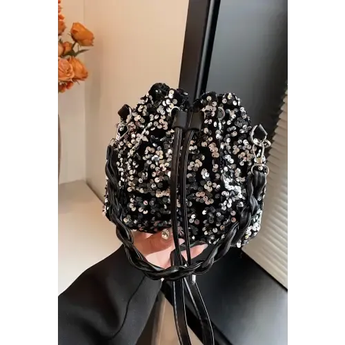 Shimmering Sequin Drawstring Bucket Bags
