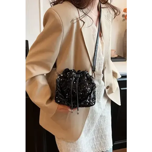 Shimmering Sequin Drawstring Bucket Bags