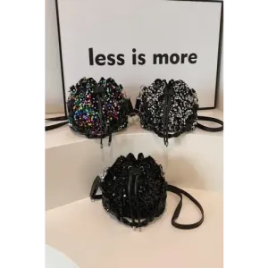 Shimmering Sequin Drawstring Bucket Bags