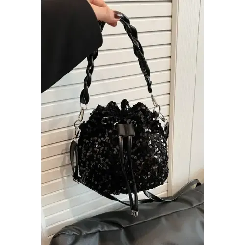 Shimmering Sequin Drawstring Bucket Bags