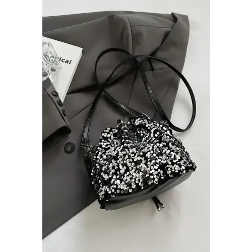 Shimmering Sequin Drawstring Bucket Bags