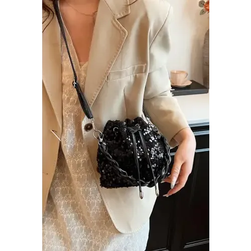 Shimmering Sequin Drawstring Bucket Bags
