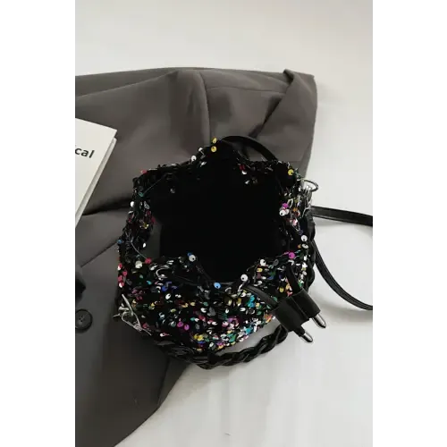 Shimmering Sequin Drawstring Bucket Bags