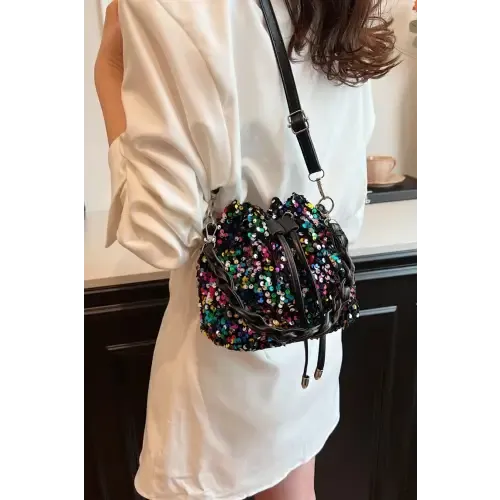 Shimmering Sequin Drawstring Bucket Bags