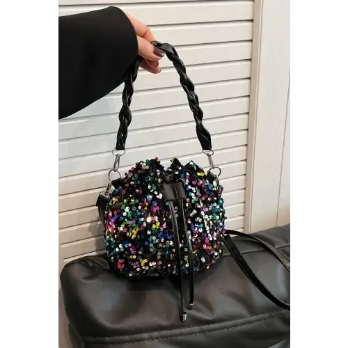 Shimmering Sequin Drawstring Bucket Bags
