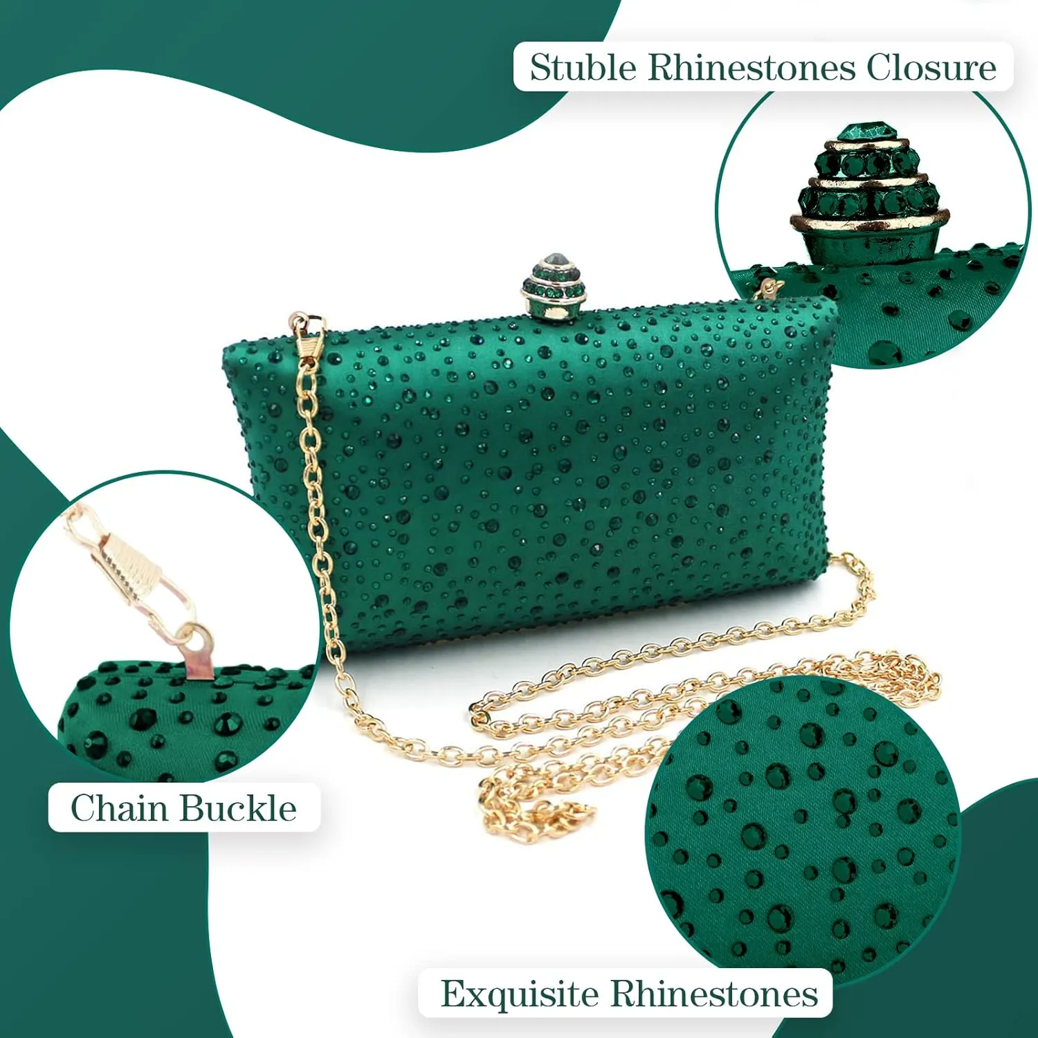 Simcat Women Handbags Rhinestone Evening Bags Party Purse Prom Wedding Bride Crystal Party Clutches Bag with Chain