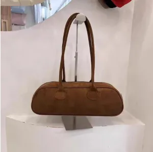 Simple suede baguette bag for women, fashionable underarm bag for women