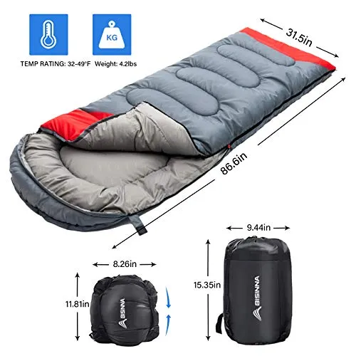 Sleeping Bag with Pillow - 4 Season Backpacking Sleeping Bag