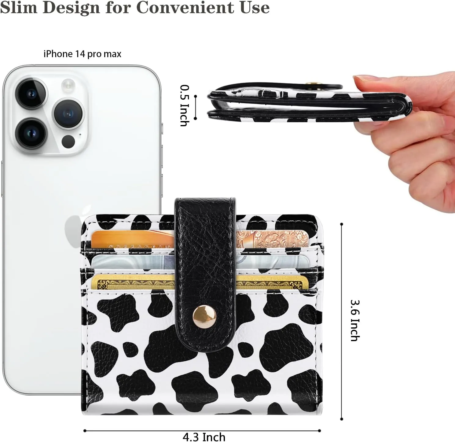 Slim Bifold Wallet RFID Credit Card Wallet Small Cute Card Holder for Women, Cow