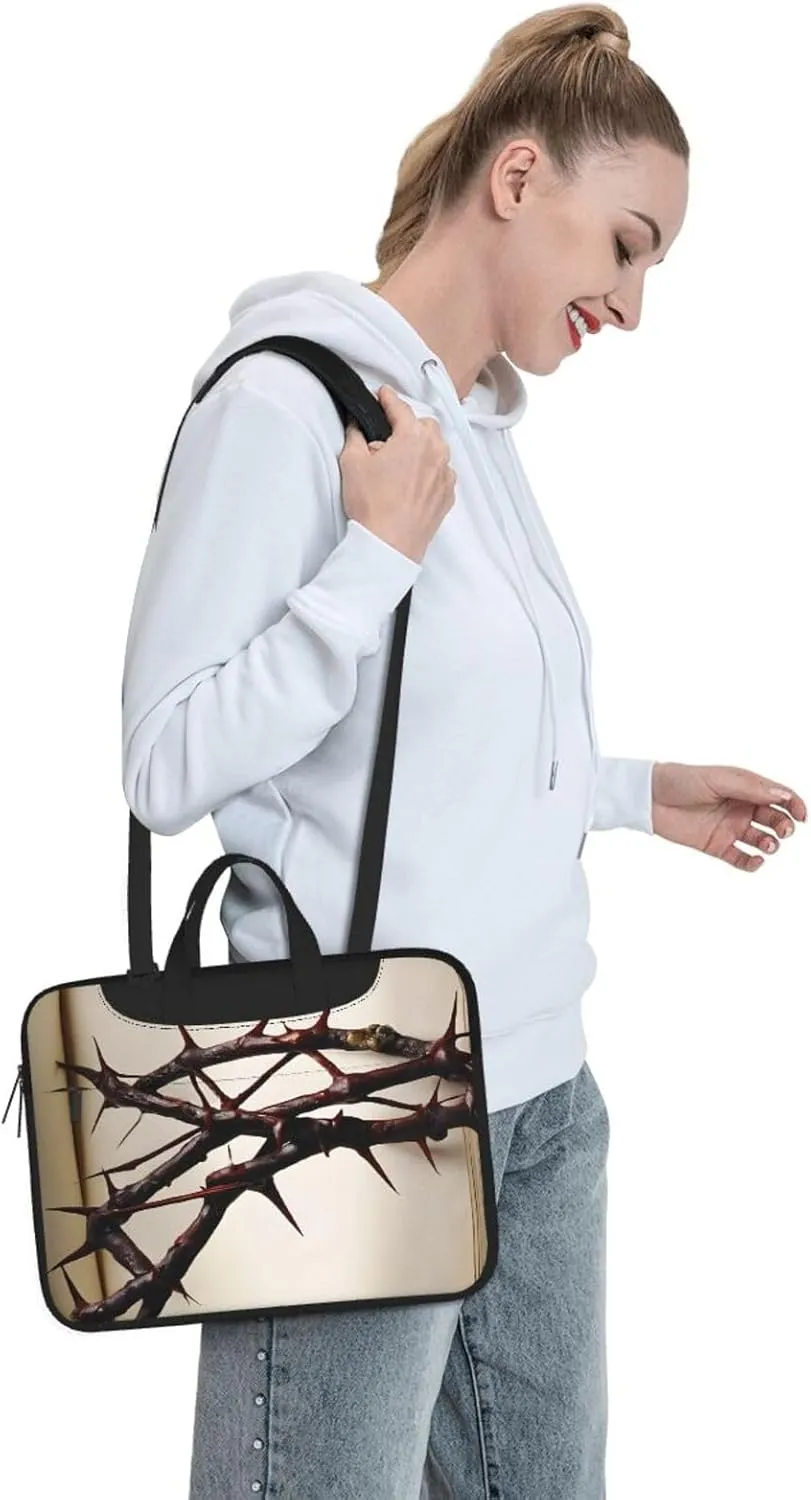 Slim Laptop Case with Strap Laptop Tote Bag Computer Messenger Bag Travel Essentials - Crown of thorns