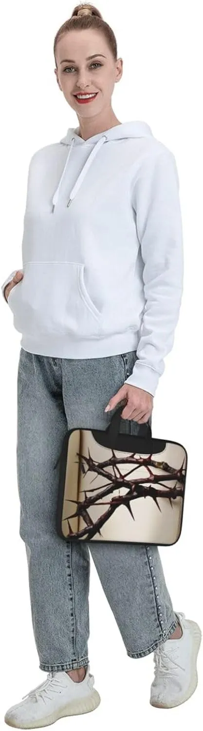 Slim Laptop Case with Strap Laptop Tote Bag Computer Messenger Bag Travel Essentials - Crown of thorns