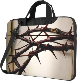 Slim Laptop Case with Strap Laptop Tote Bag Computer Messenger Bag Travel Essentials - Crown of thorns